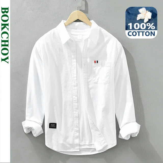 men's classic 100% cotton long sleeve- shirt