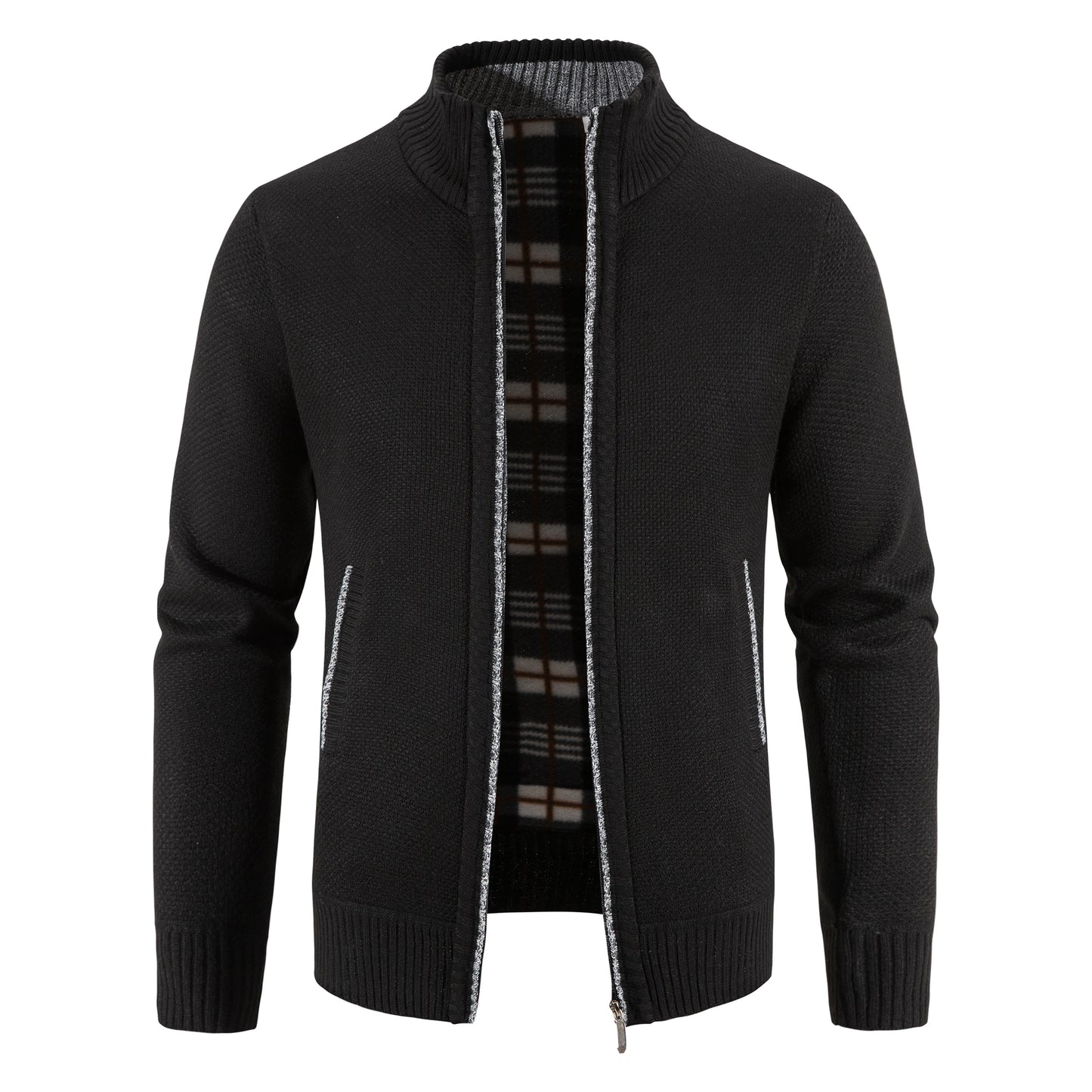 Men's Fleece Lined Casual Jacket - Zipper Closure