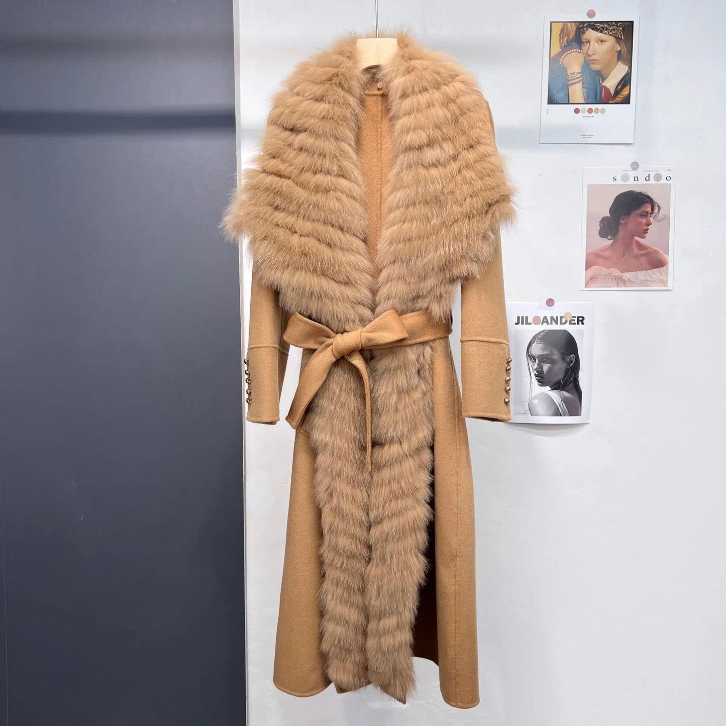 Women's Winter Modal Coat with Fur Collar – Preppy Style