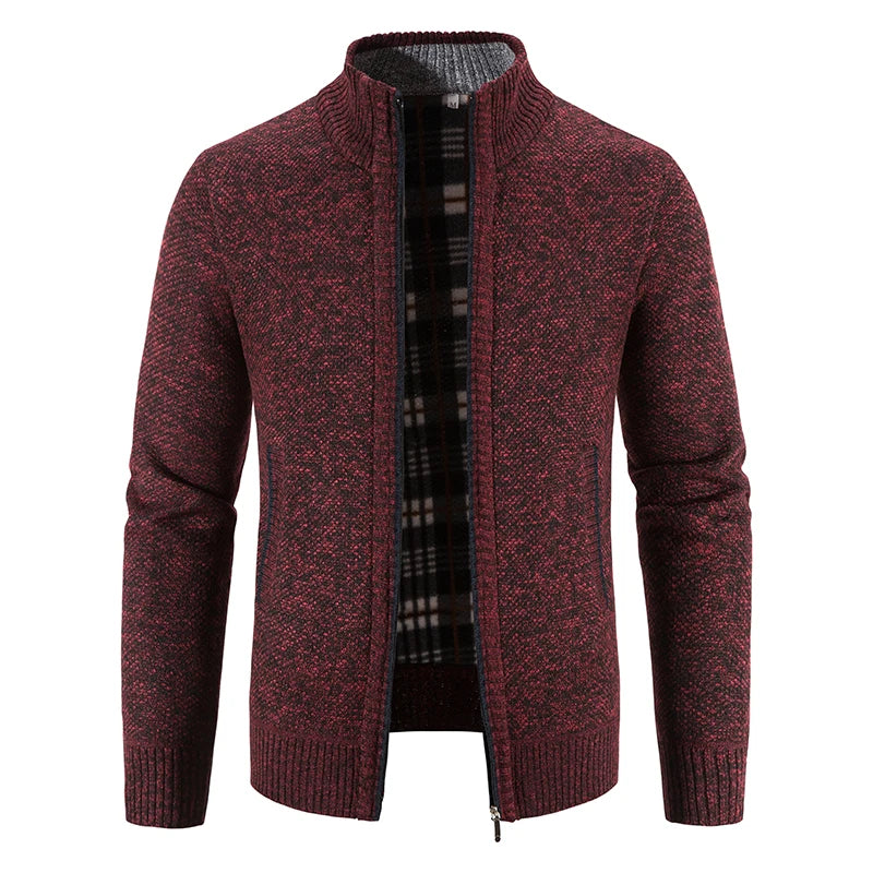 Men's Fleece Lined Casual Jacket - Zipper Closure