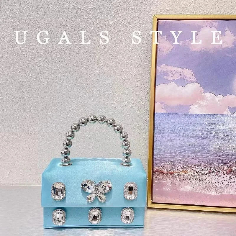 High Quality Satin Square Box Women Handbag