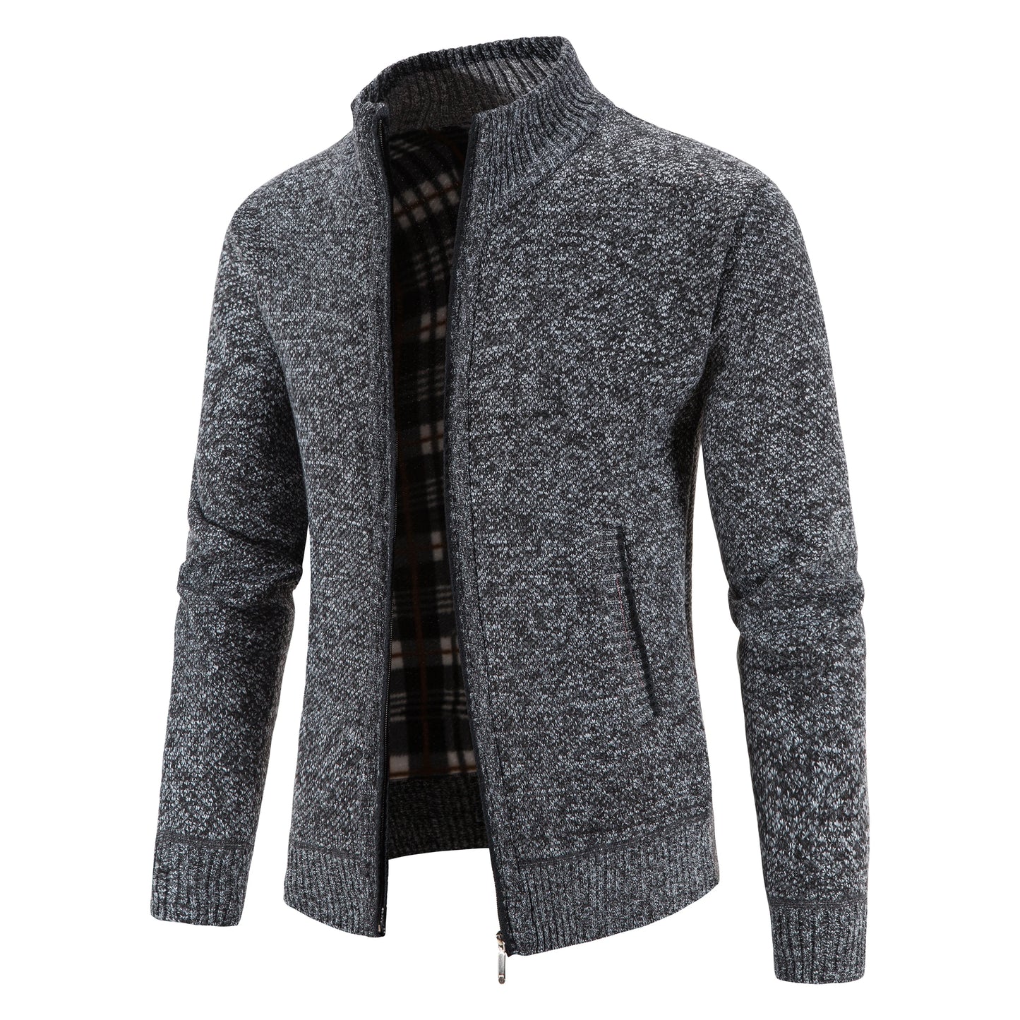 Men's Fleece Lined Casual Jacket - Zipper Closure