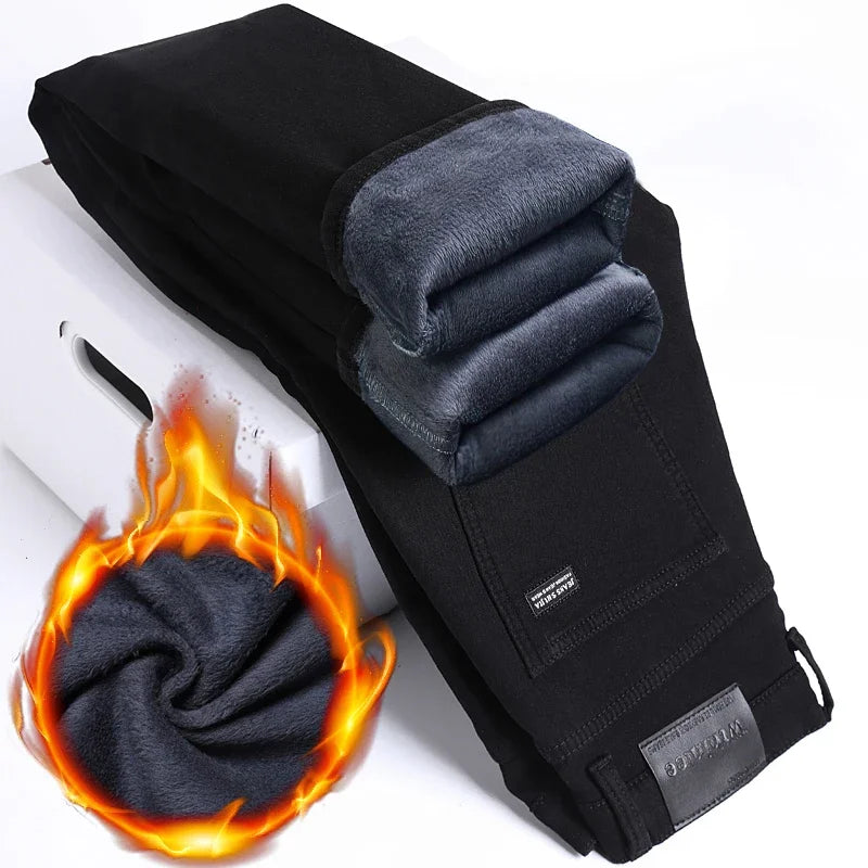 Wthinlee Herren Jeans Casual Fleece Line Hose Übergröße