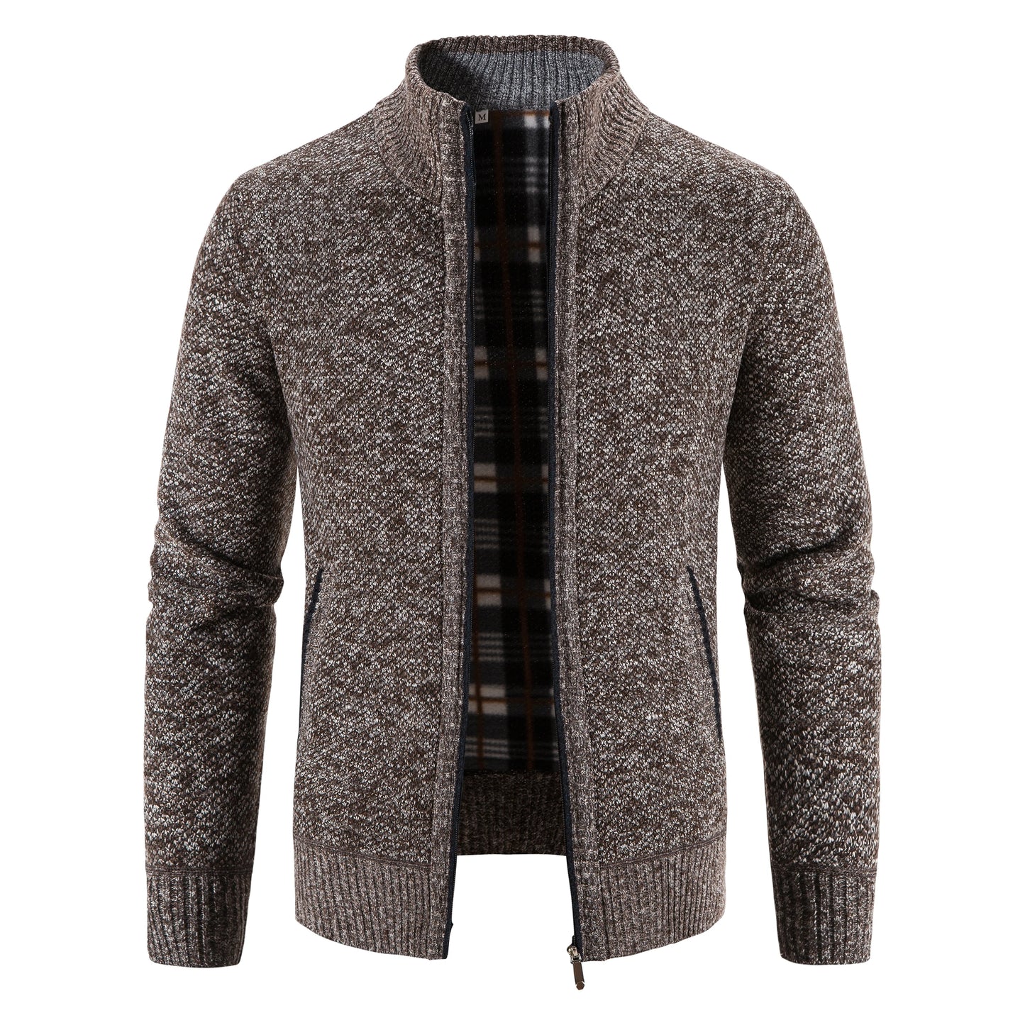 Men's Fleece Lined Casual Jacket - Zipper Closure