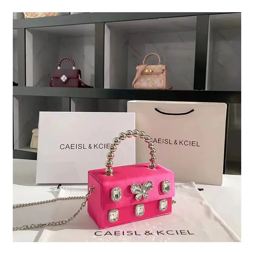 High Quality Satin Square Box Women Handbag