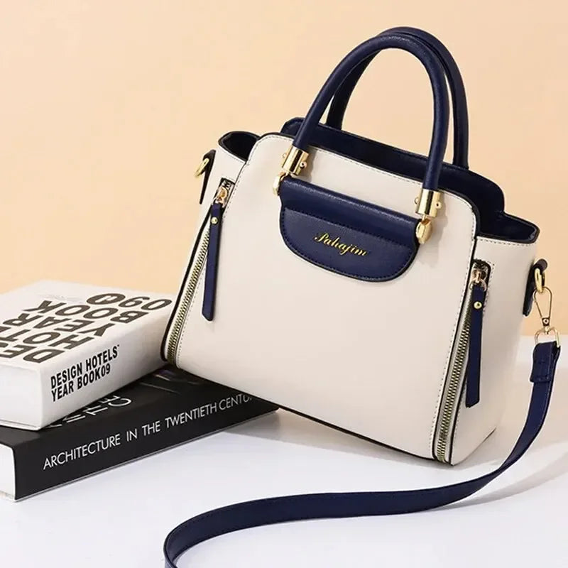 Fashion Color Contrast Bucket Handbag - Trendy TPU Material