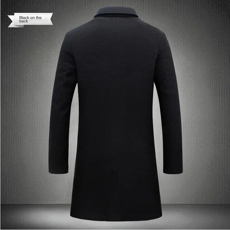 Men's Long Cotton-Blend Wool Coat β Autumn/Winter Casual