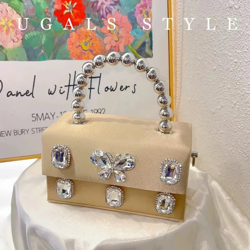 High Quality Satin Square Box Women Handbag