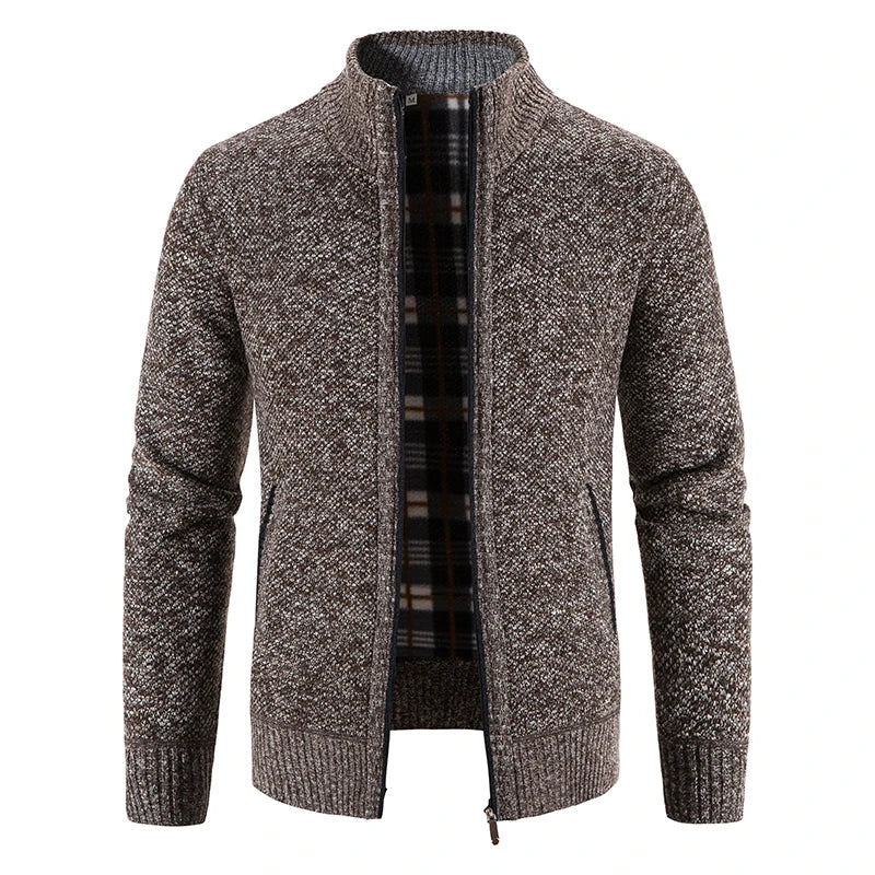 Men's Fleece Lined Casual Jacket - Zipper Closure