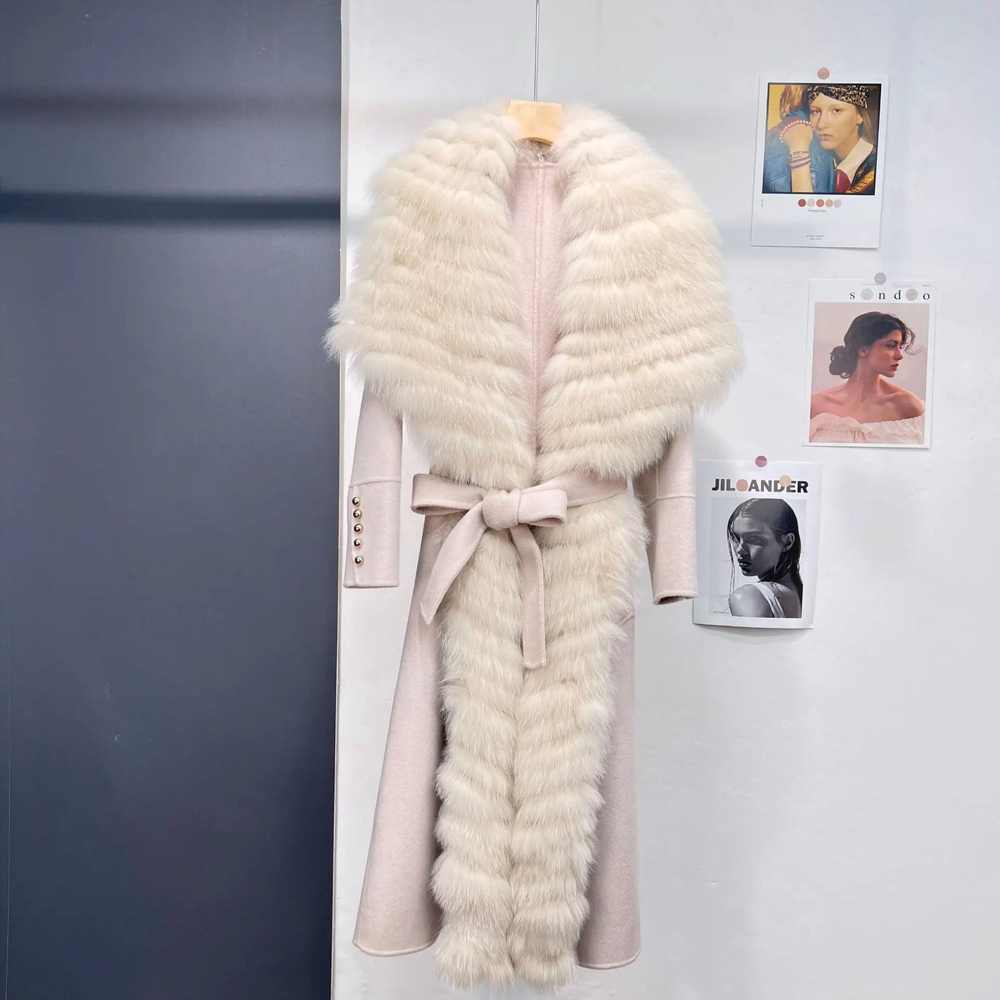 Women's Winter Modal Coat with Fur Collar – Preppy Style