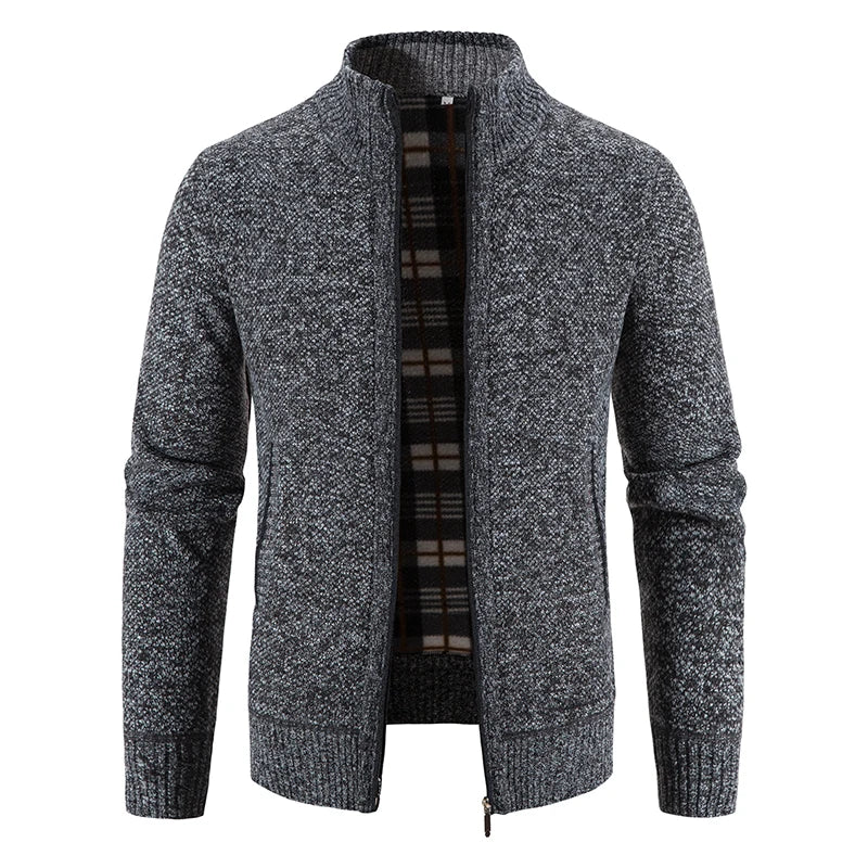 Men's Fleece Lined Casual Jacket - Zipper Closure