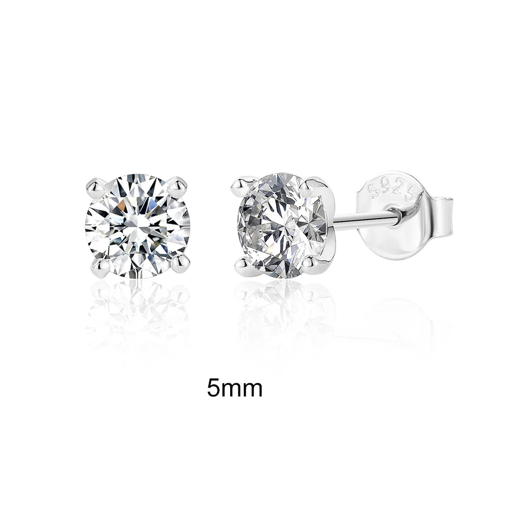 Sparkling Moissanite Stud Earrings 0.5-1.2 Carat D Color for Women Fine Jewelry with 925 Sterling Silver Piercing