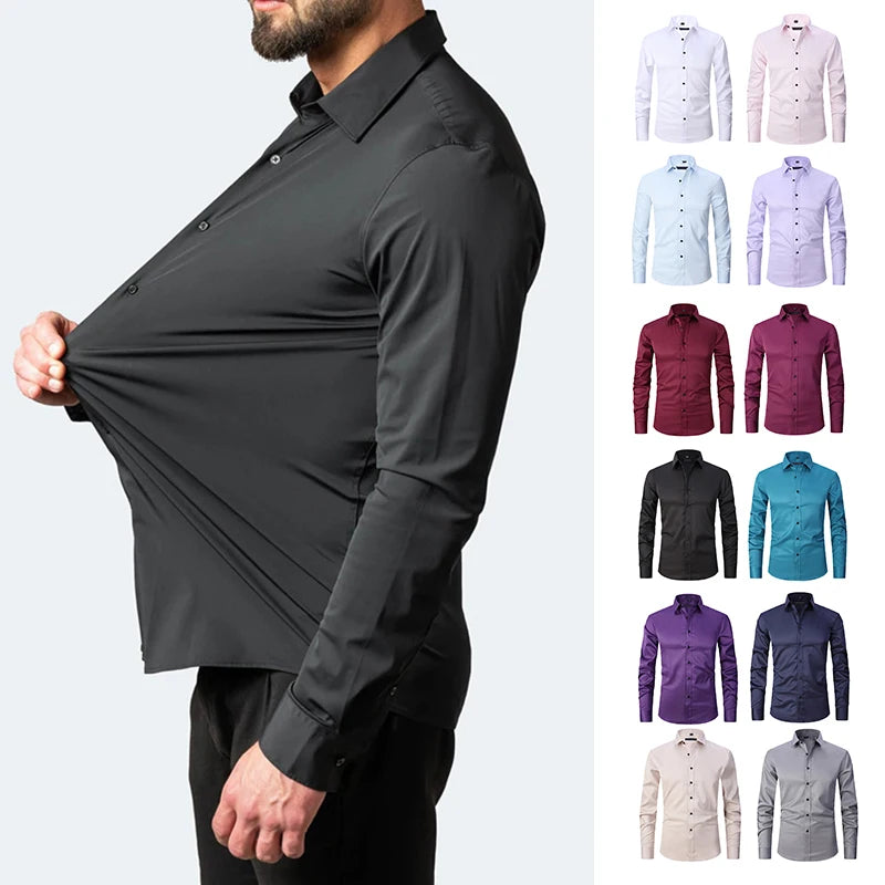 High Elasticity Seamless Spandex Shirt Men Long Sleeve