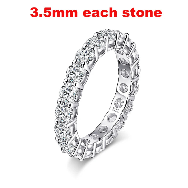 Smyoue Damen-Ring mit Moissanit, 2–5 mm, funkelnd, für Hochzeiten, Eternity-Bänder, klassisch, 100 % S925 Sterlingsilber