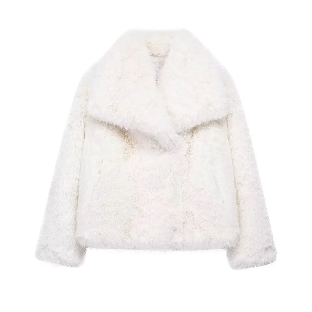 TRAF Cropped Faux Fur Jacket