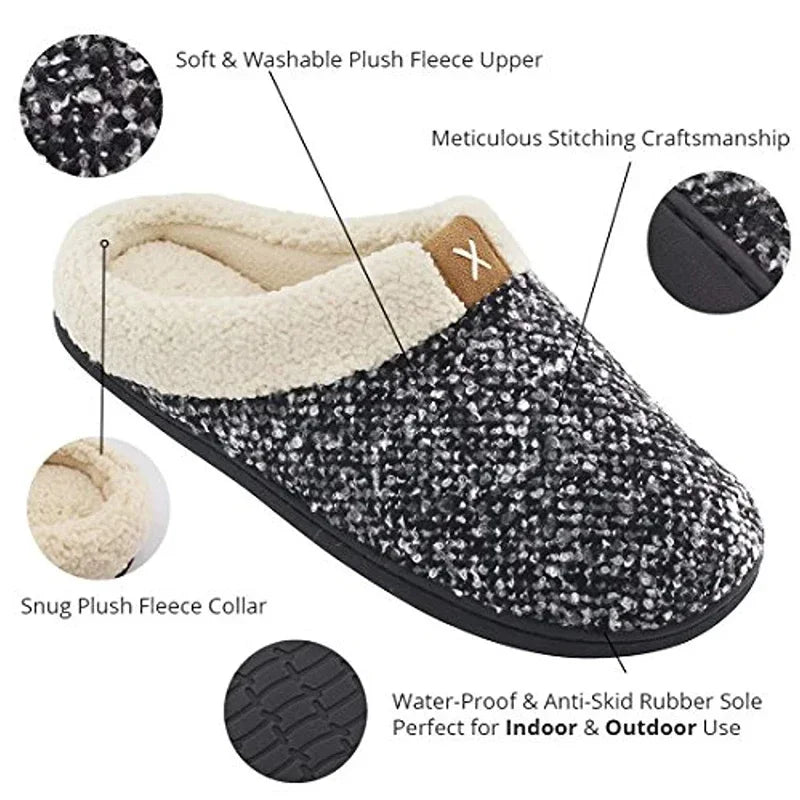 Bequeme Memory Foam-Hausschuhe für Herren, Kunstfell, warme, mit Fleece gefütterte Schuhe, Wintermode, einfache Herren-Hausschuhe