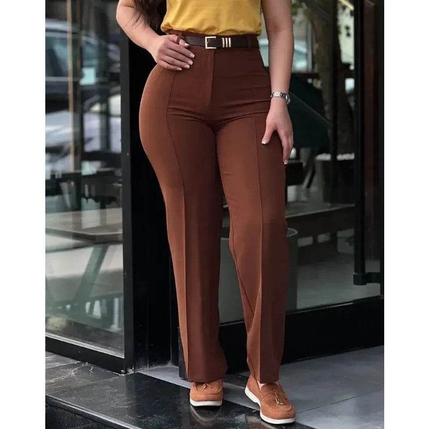 High Waist Straight Leg Work Pants