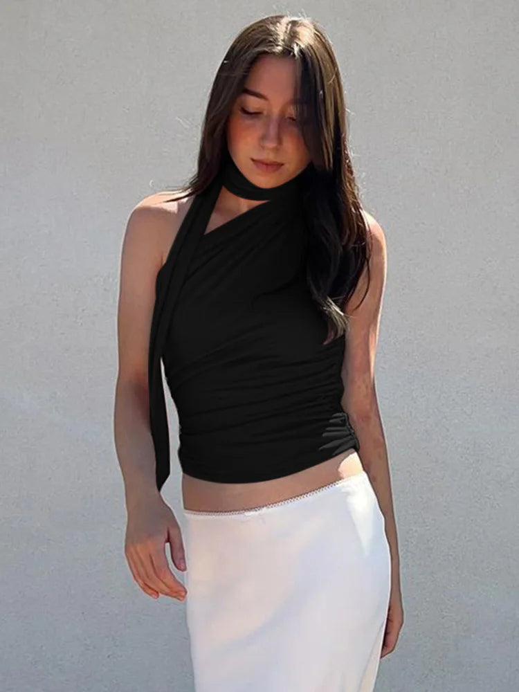 Backless Sexy Off Shoulder HalterSleeveless Crop