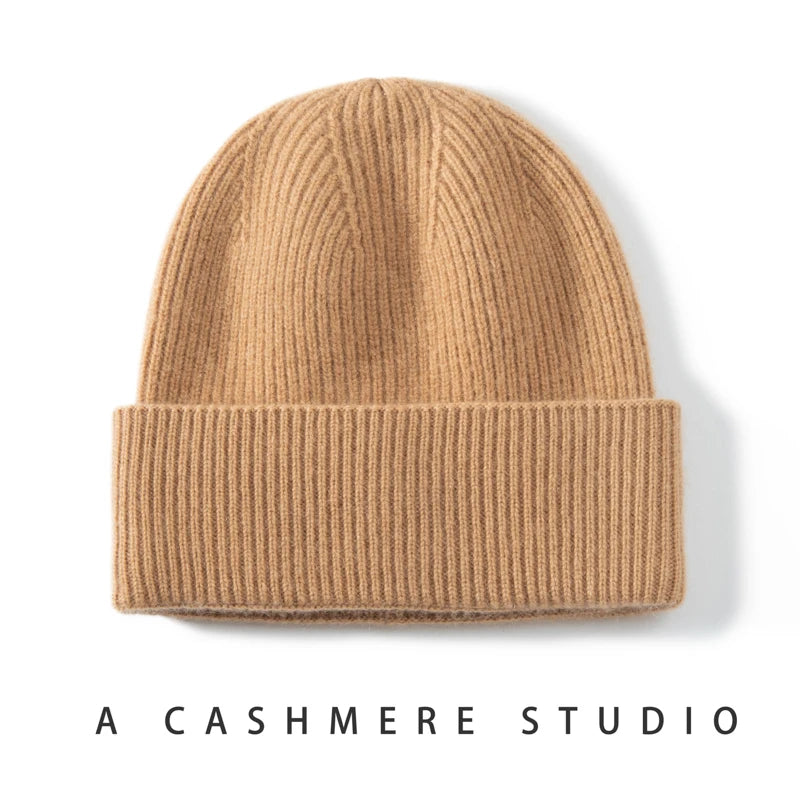 High Quality 100% Cashmere Knitted Hat for Women and Men