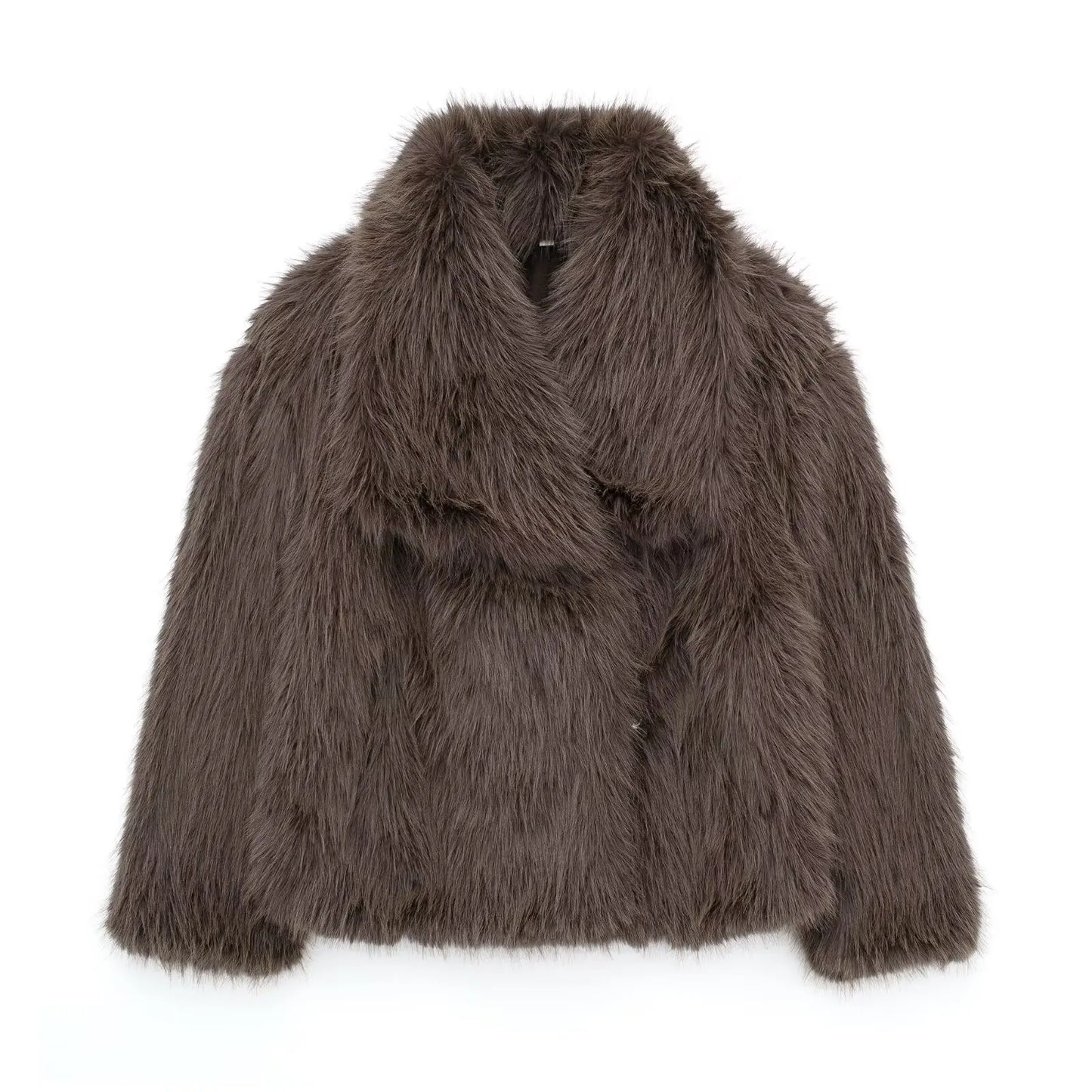 TRAF Cropped Faux Fur Jacket