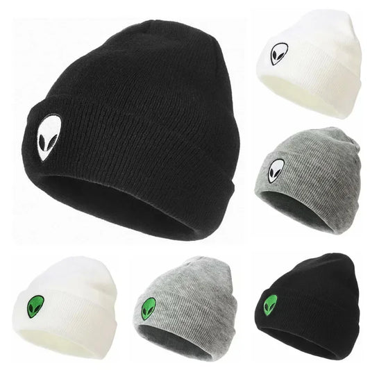 Men Women Alien Embroidered Knitted Hat