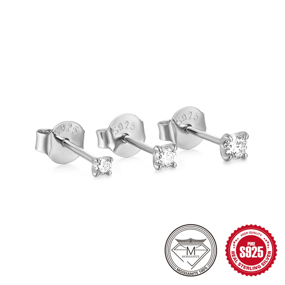 Funkelnde Moissanit-Ohrstecker, 0,5–1,2 Karat, Farbe D, für Damen, edler Schmuck mit 925er Sterlingsilber-Piercing