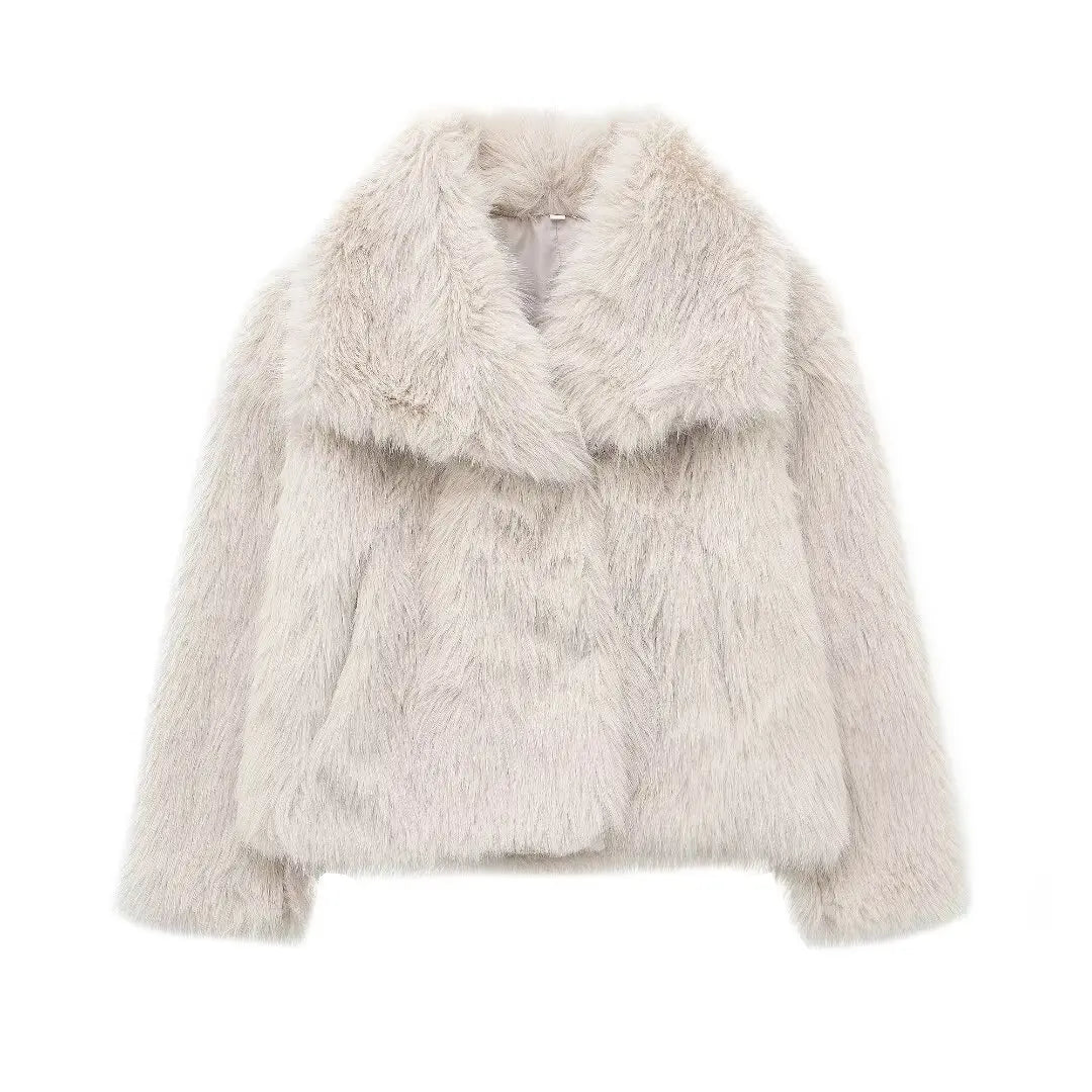 TRAF Cropped Faux Fur Jacket