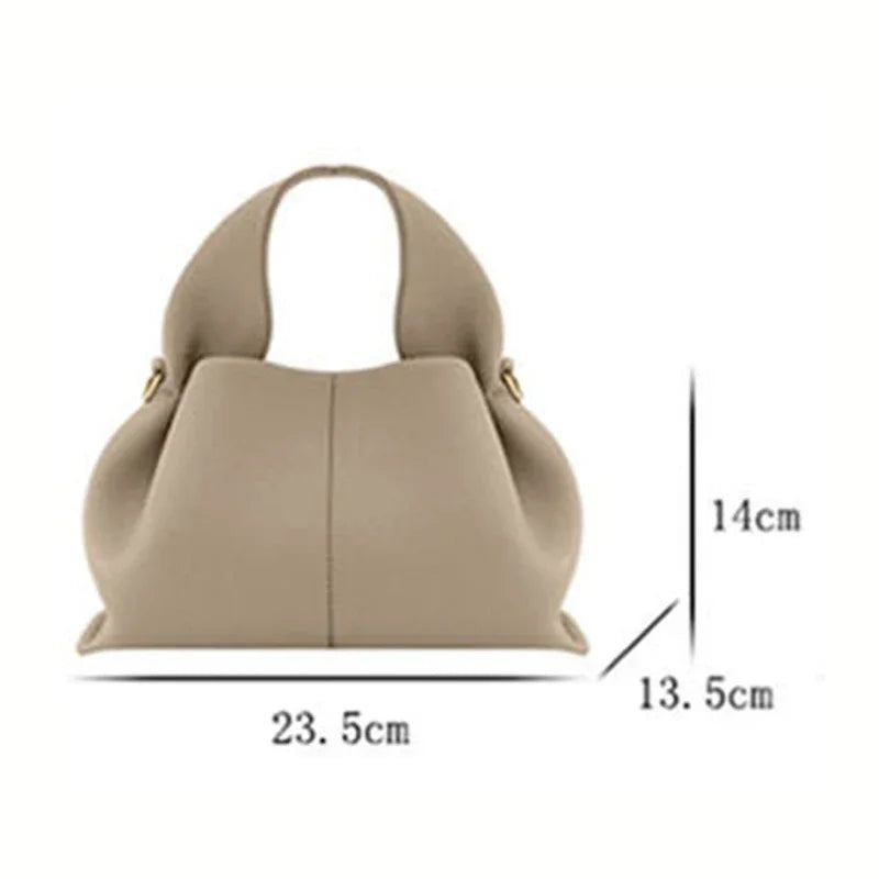 Ladies Cowhide Simple Dumpling Shape Shoulder Handbag