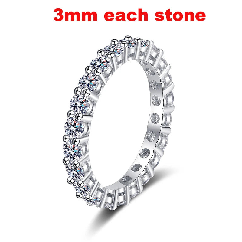 Smyoue Dam Hel Moissanite Ring 2-5 mm Glittrande Bröllop Eternity Band Klassiska 100 % S925 Sterling Silversmycken