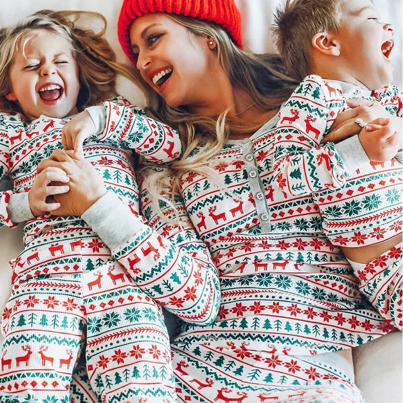 Weihnachts-Familien-Schlafanzug, passender Pyjama, Neujahr, Weihnachten, Vater, Mutter, Kinder, Baby-Kleidung, Set, Papa, Mama und Tochter, Sohn, Pyjama-Outfit