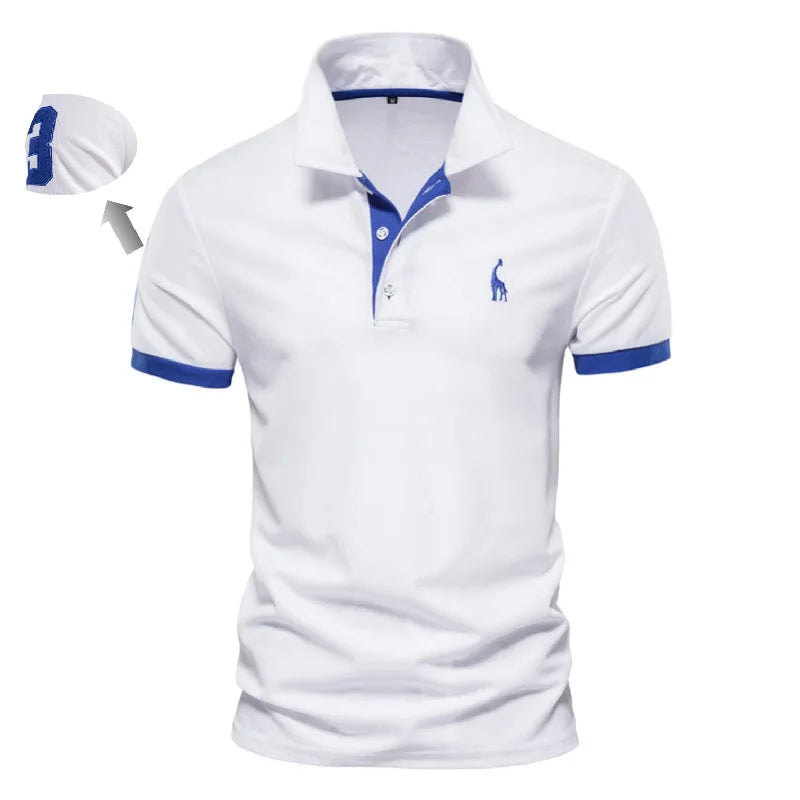 Casual Slim Fit Men's Polo Shirts AIOPESON Embroidery 35% Cotton Solid Color Summer Fashion Brand Clothing