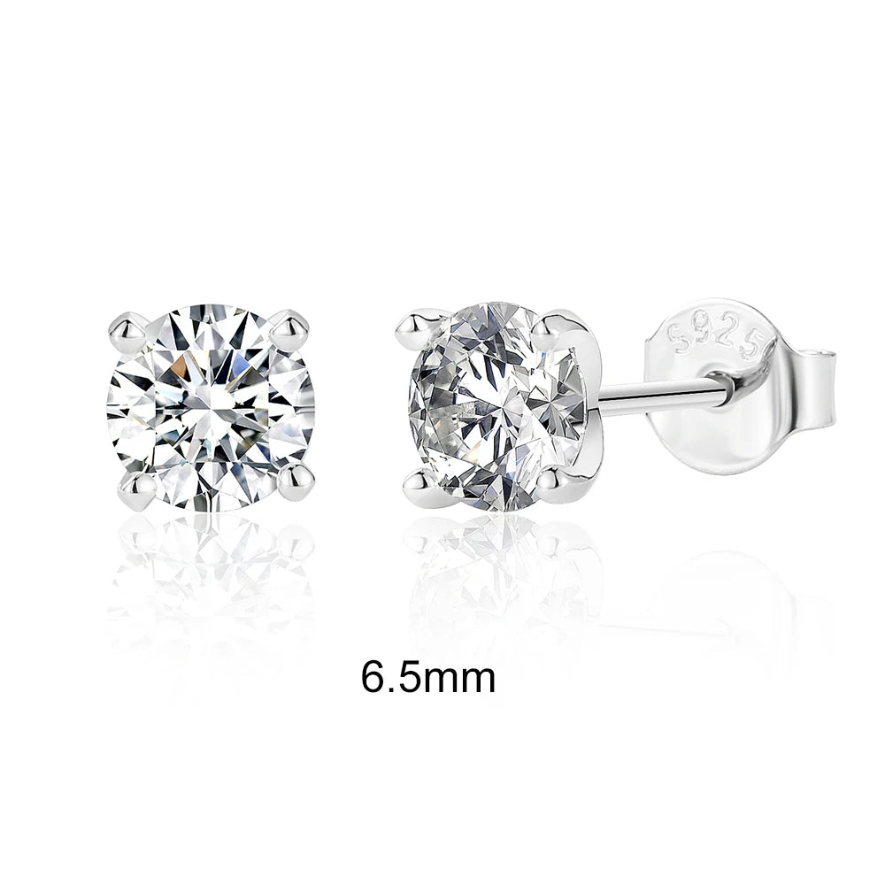 Sparkling Moissanite Stud Earrings 0.5-1.2 Carat D Color for Women Fine Jewelry with 925 Sterling Silver Piercing