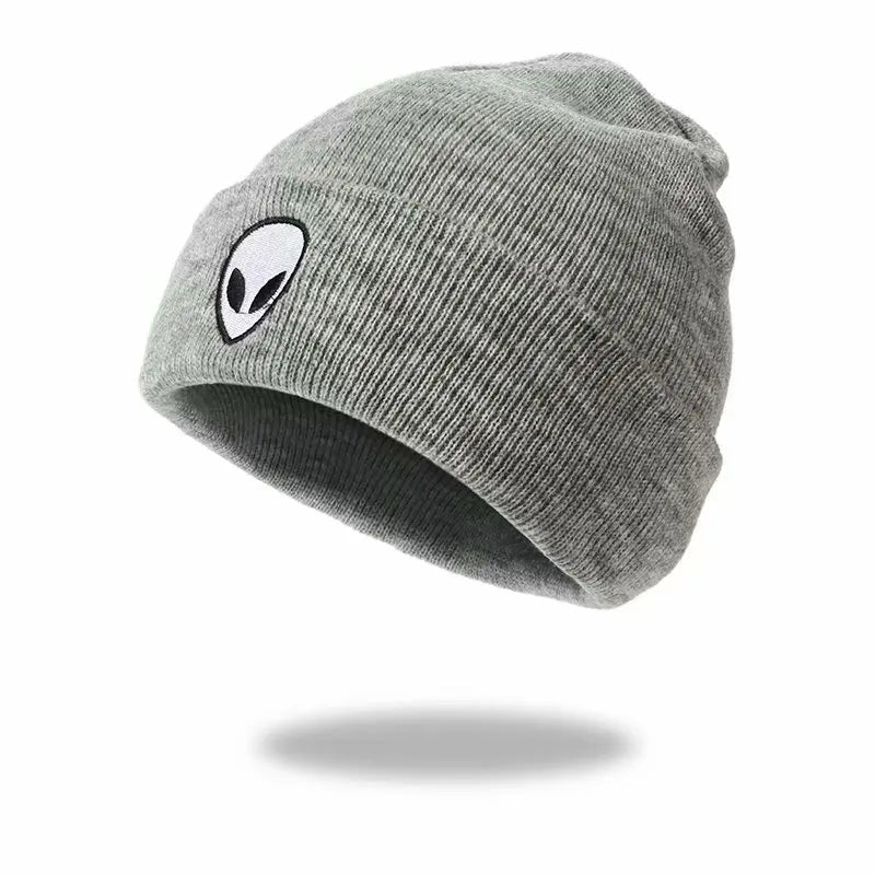 Men Women Alien Embroidered Knitted Hat