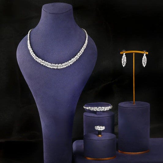 Cubic Zirconia 4-Piece Jewelry Set for Women's Wedding Party