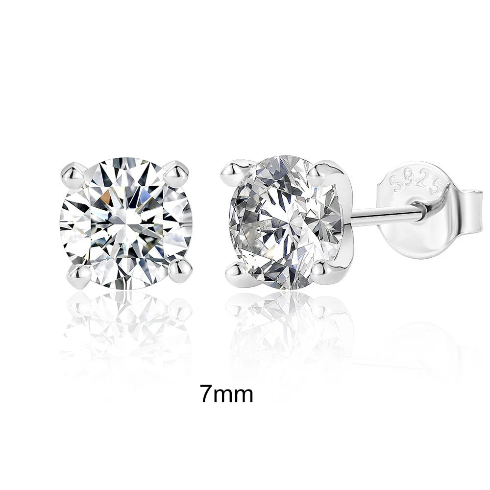 Sparkling Moissanite Stud Earrings 0.5-1.2 Carat D Color for Women Fine Jewelry with 925 Sterling Silver Piercing