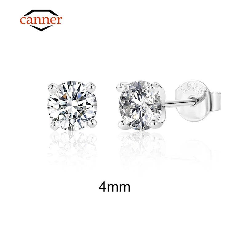 Sparkling Moissanite Stud Earrings 0.5-1.2 Carat D Color for Women Fine Jewelry with 925 Sterling Silver Piercing