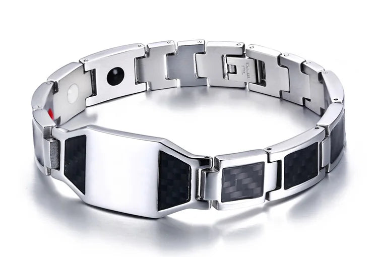 Snygg Germanium magnetiskt armband för män i rostfritt stål Kort längd iögonfallande design