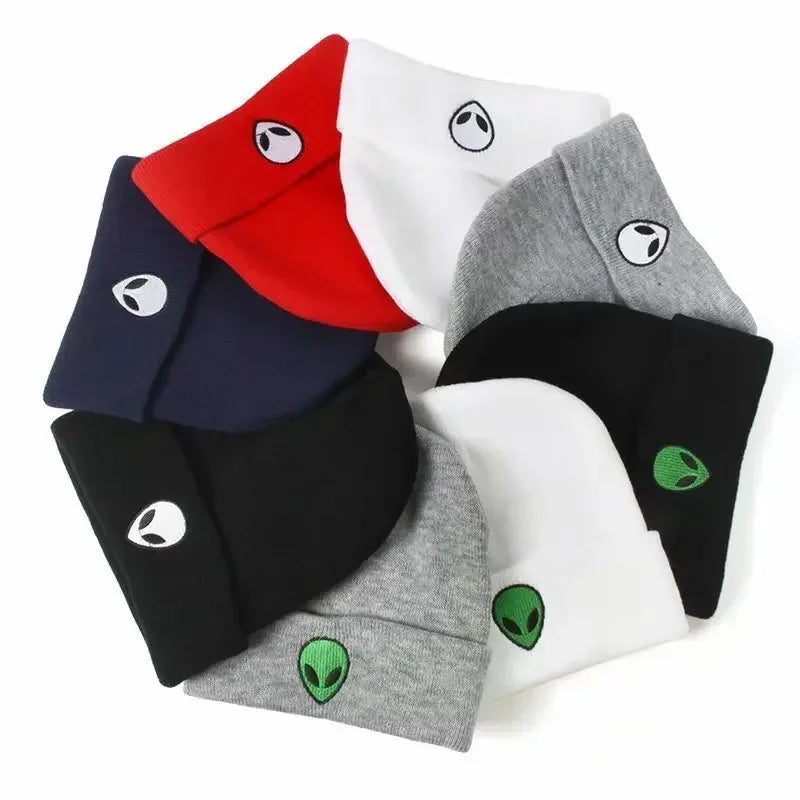 Men Women Alien Embroidered Knitted Hat