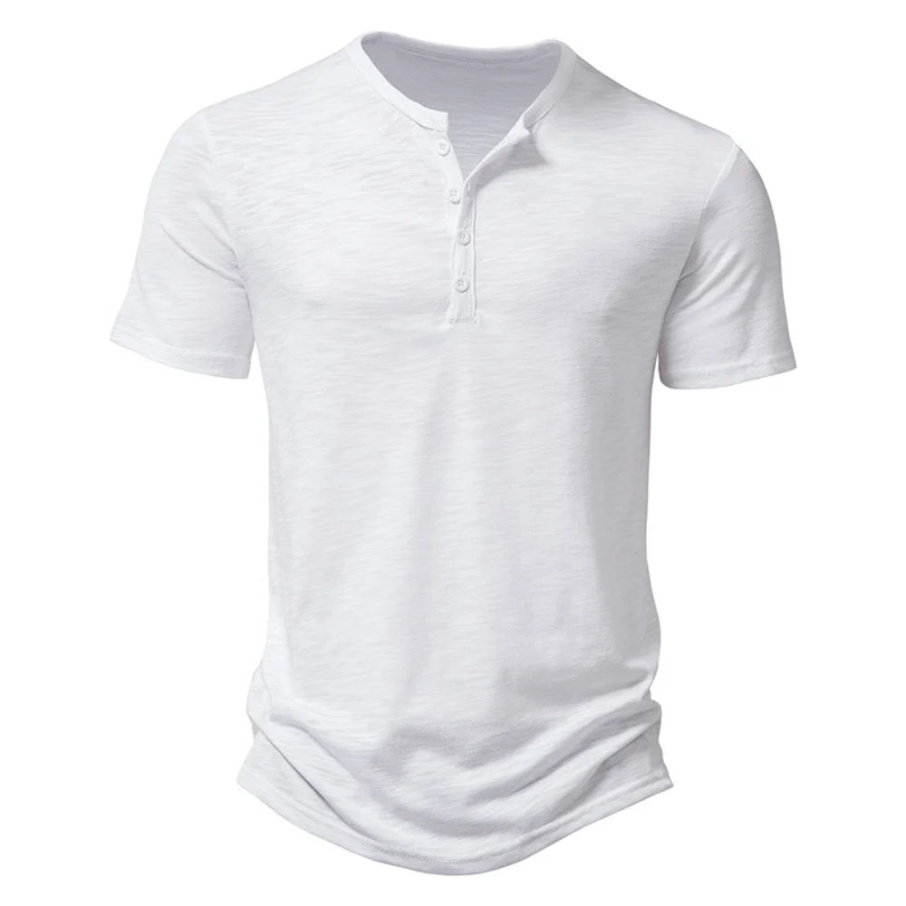 Henley-Kragen Sommer Herren Casual Einfarbig Kurzarm T-Shirt für Männer Polo Herren Hochwertige Herren T-Shirts