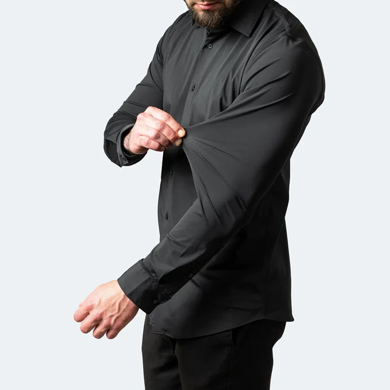 High Elasticity Seamless Spandex Shirt Men Long Sleeve