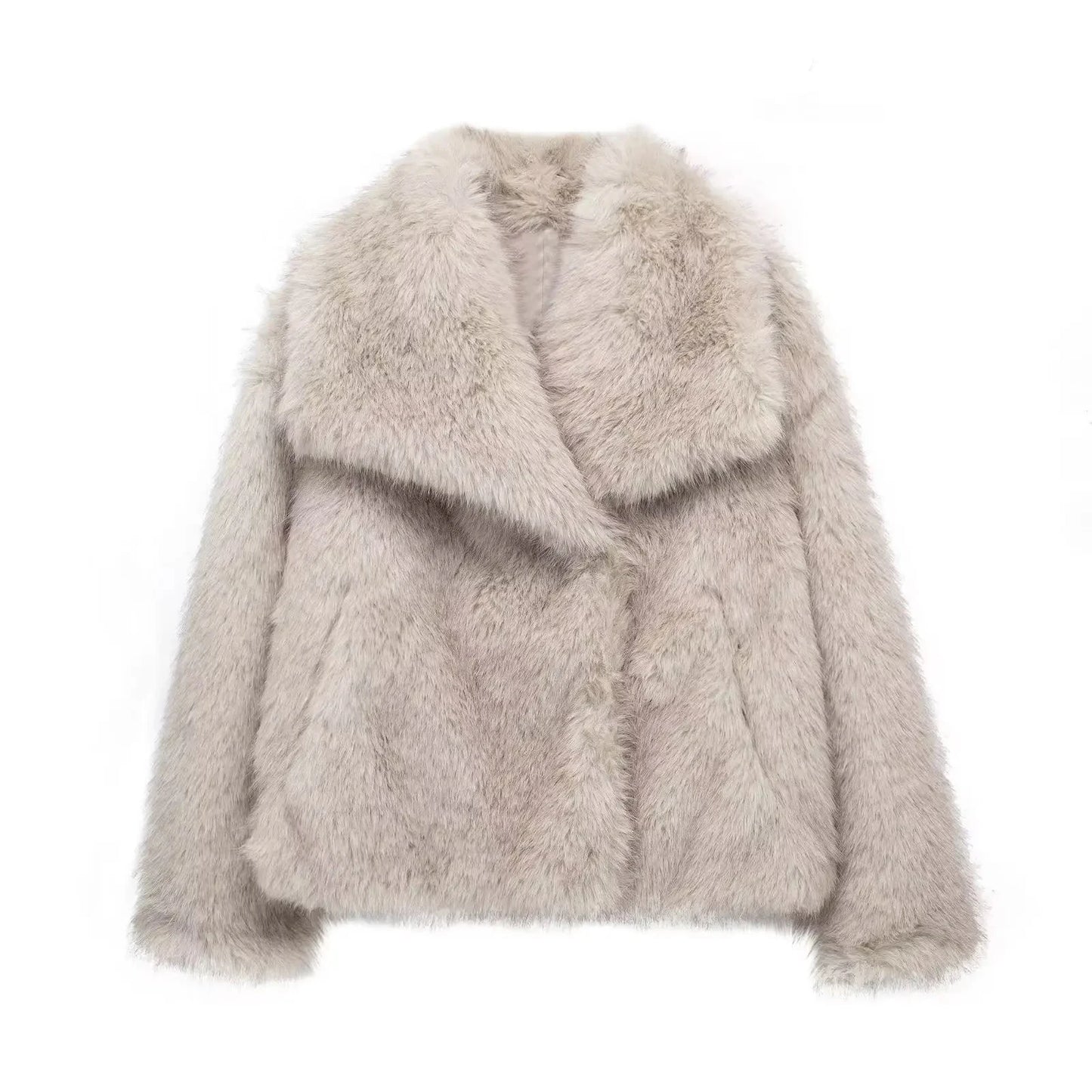 TRAF Cropped Faux Fur Jacket