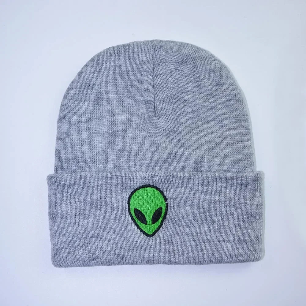 Men Women Alien Embroidered Knitted Hat