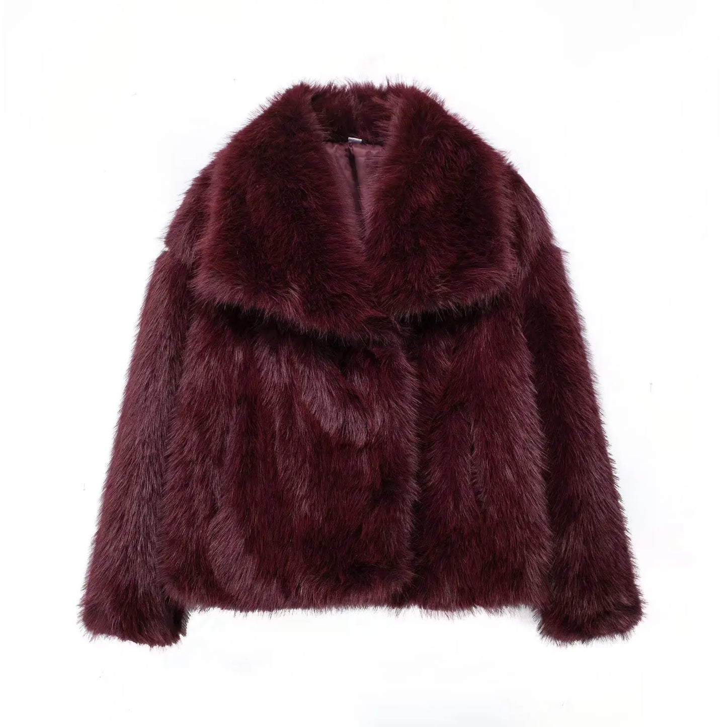 TRAF Cropped Faux Fur Jacket