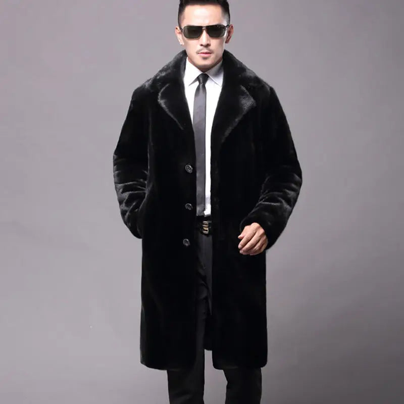 Men's long fur coat