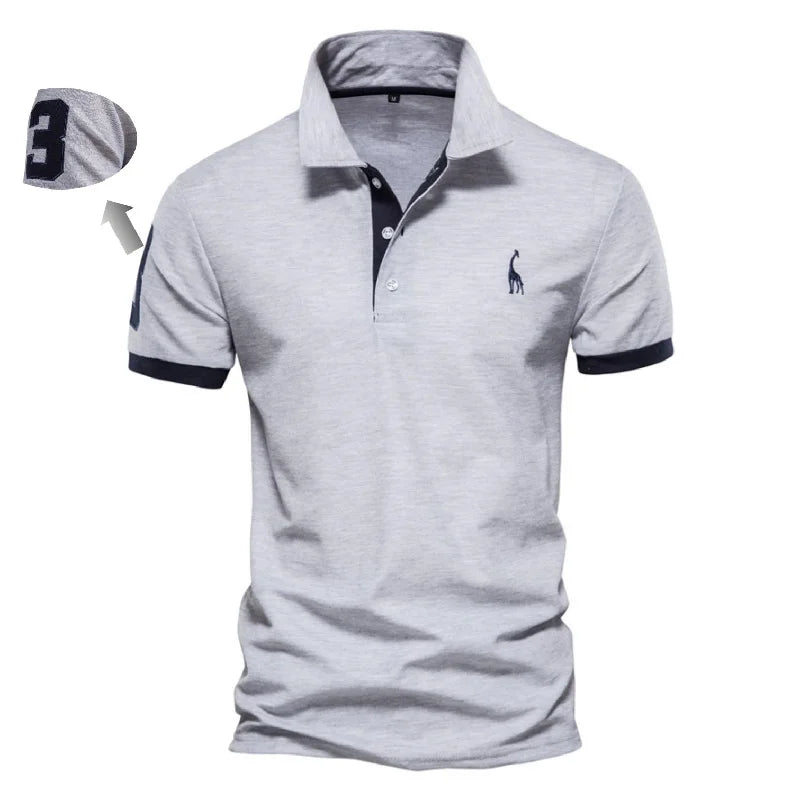 Casual Slim Fit Men's Polo Shirts AIOPESON Embroidery 35% Cotton Solid Color Summer Fashion Brand Clothing