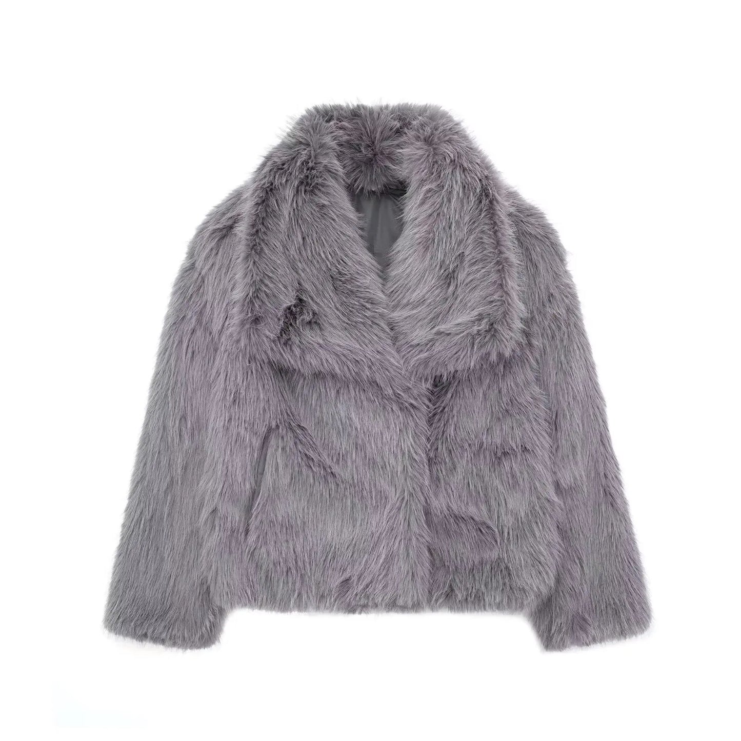 TRAF Cropped Faux Fur Jacket