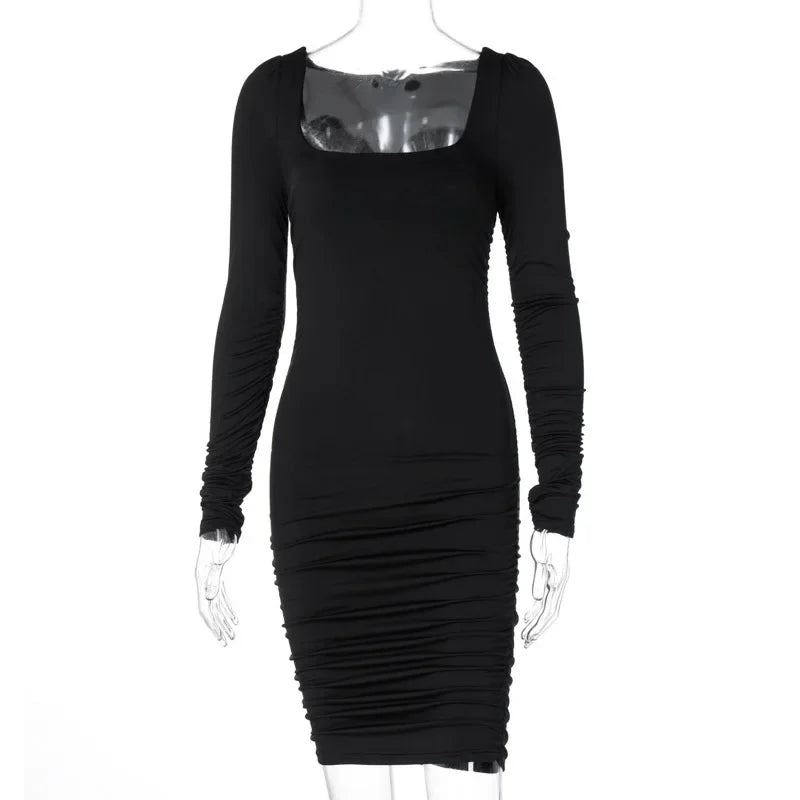 New popular women's long sleeved sexy slim fit dress