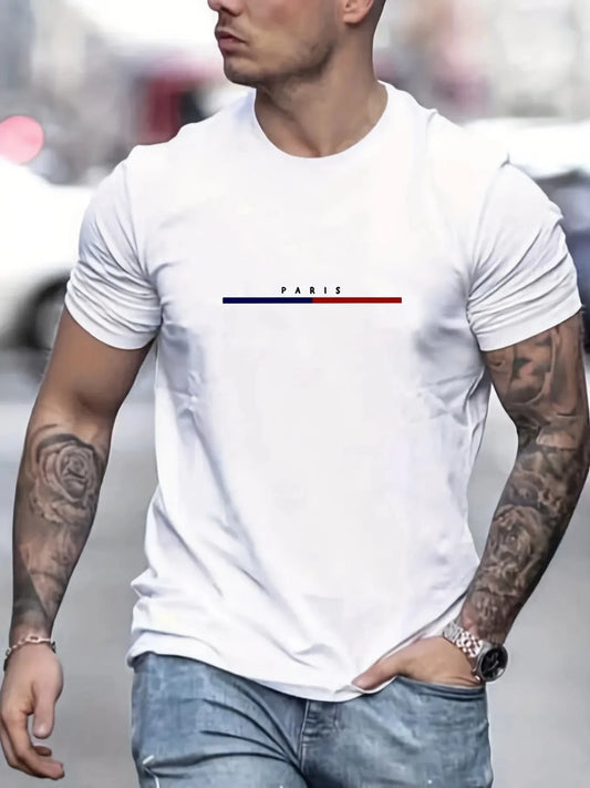 Casual Short-Sleeved Men's T-Shirt New Digital Print Super Elastic Solid Color Vintage Streetwear for Daily Party Home Social