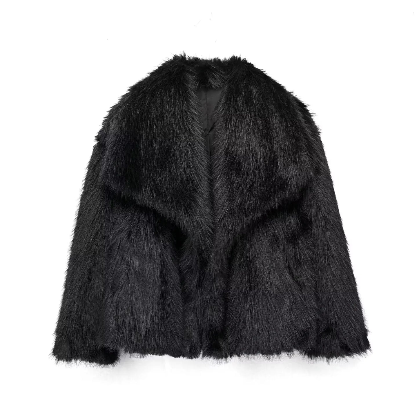 TRAF Cropped Faux Fur Jacket