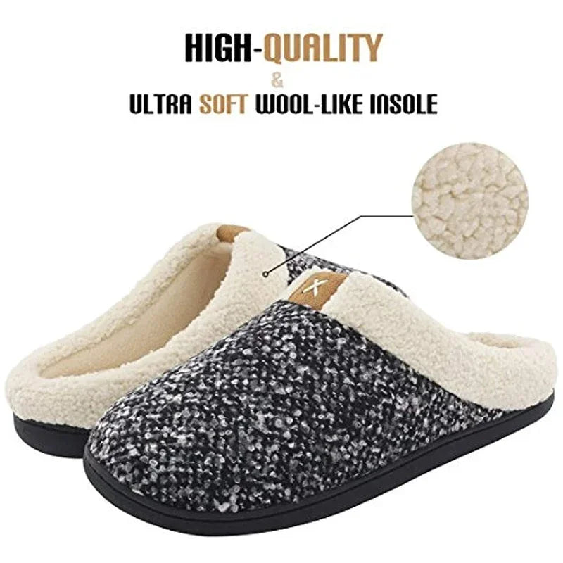 Bequeme Memory Foam-Hausschuhe für Herren, Kunstfell, warme, mit Fleece gefütterte Schuhe, Wintermode, einfache Herren-Hausschuhe